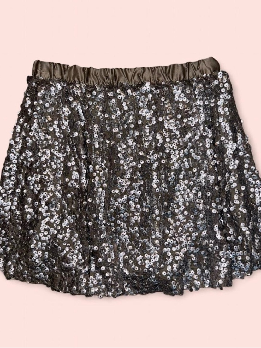 Cherokee Girls Silver Sequin Skirt with Elastic Waistband